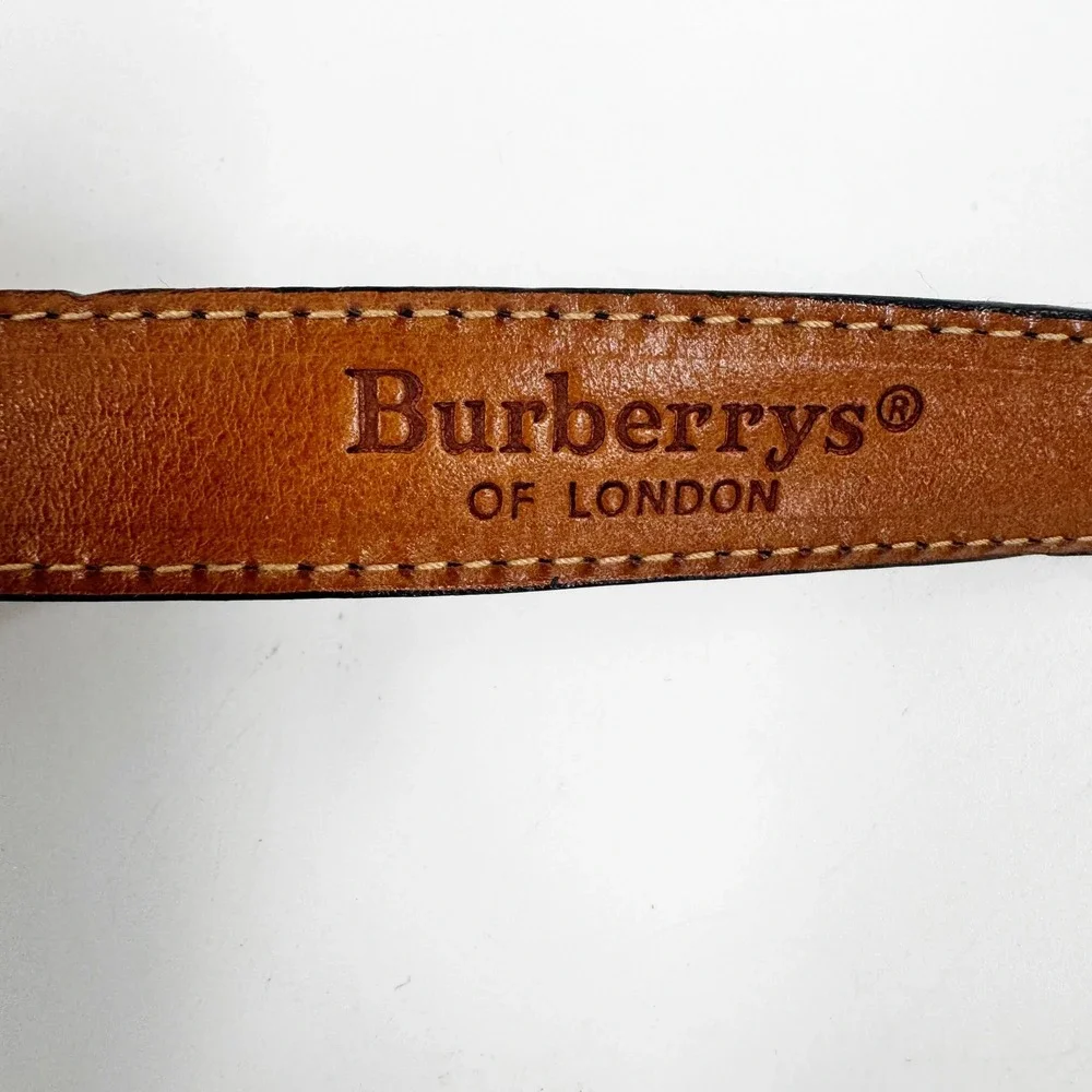 Burberrys of London Vintage Black Croc Embossed Leather Belt Gold Buckle Italy M